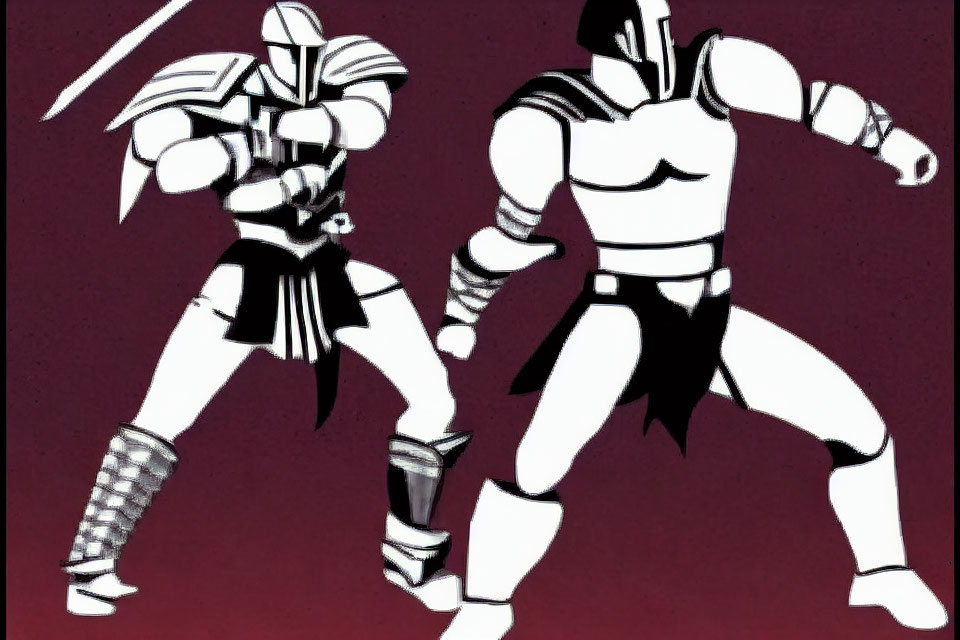 Stylized animated ninja characters in fighting stance on purple background