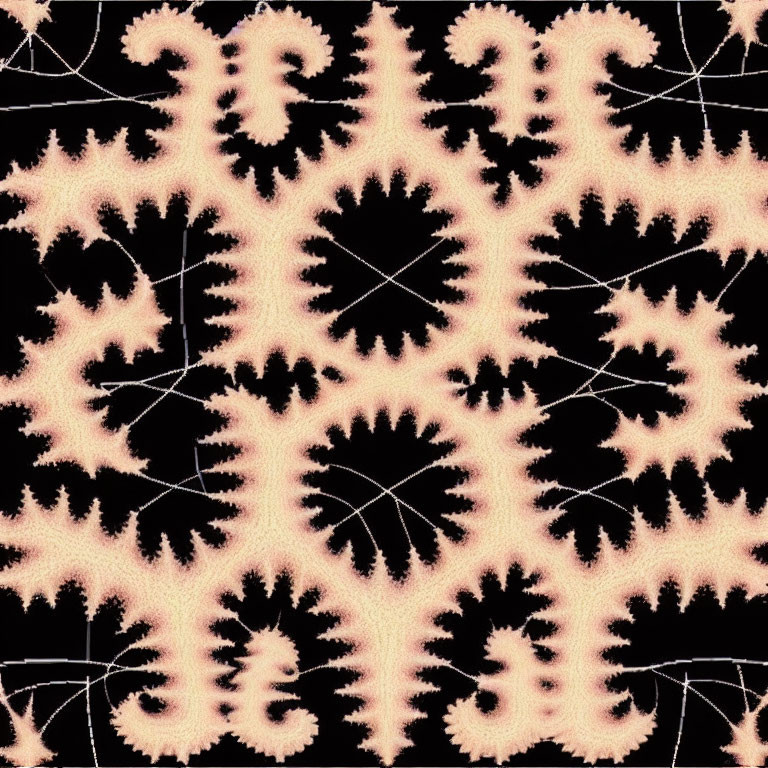 Intricate Pink Coral-Like Fractal Pattern on Black Background