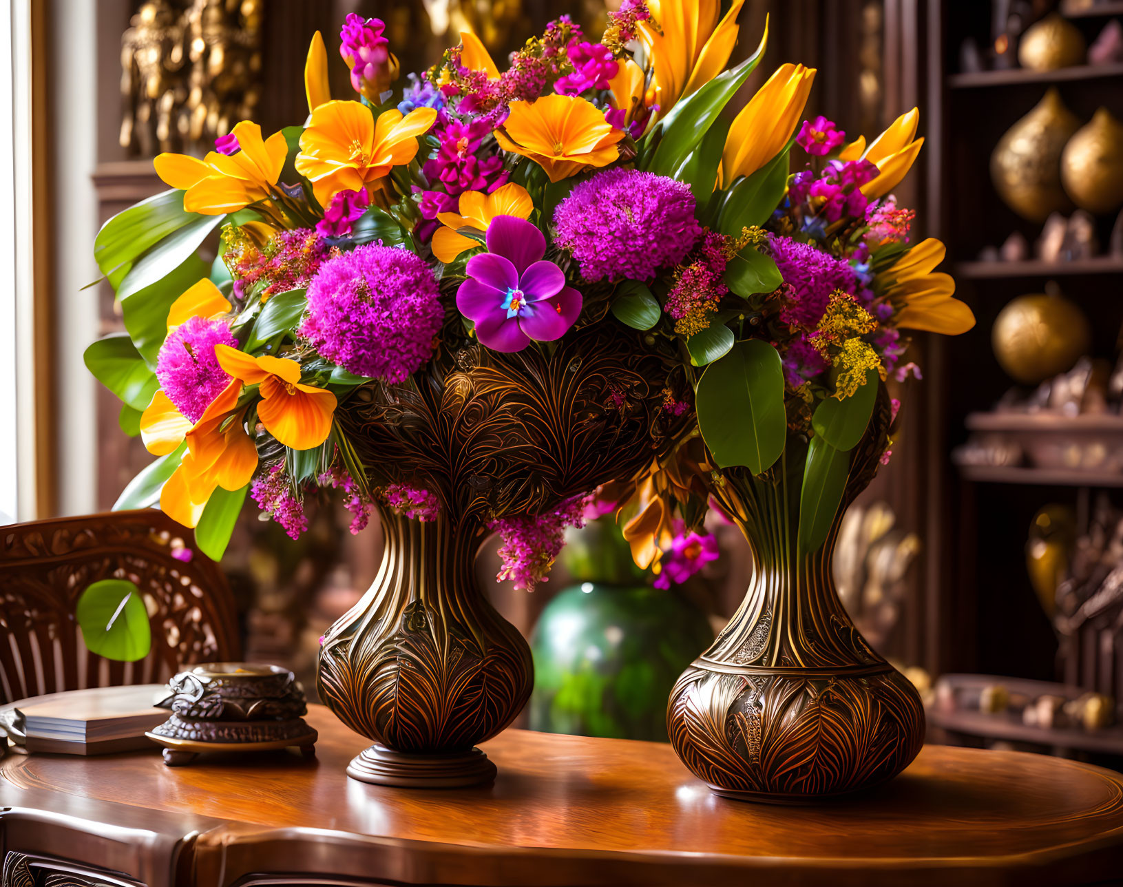 Art deco vase with flowers 