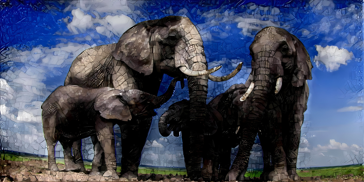 elephant family mosaic