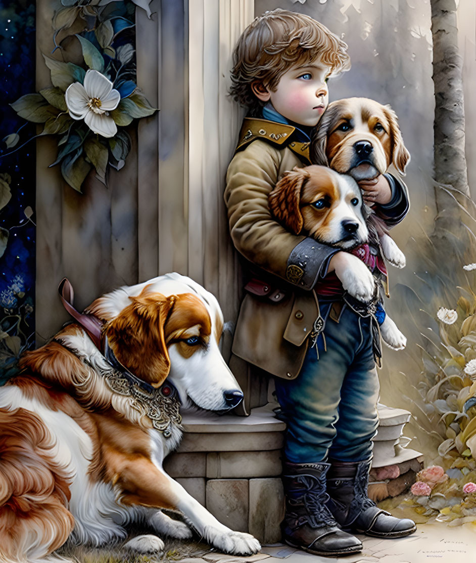 Boy and his dogs