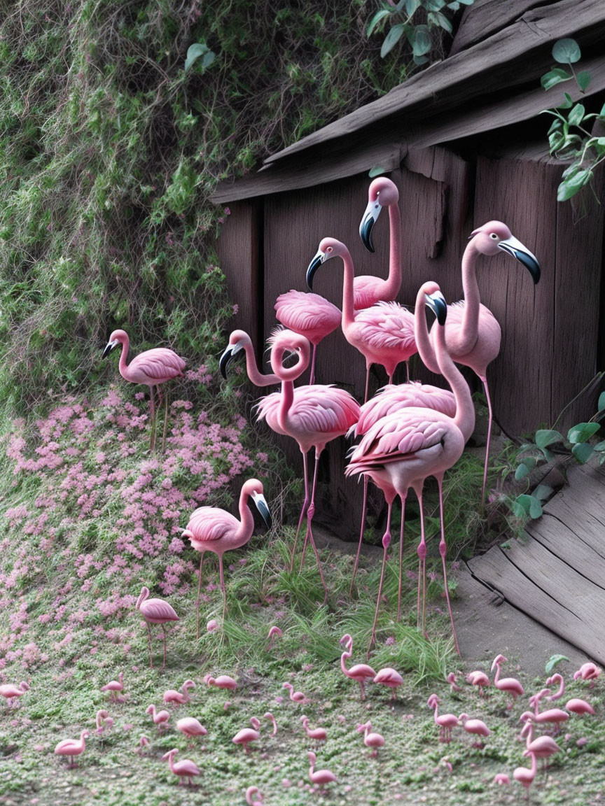 Tiny tiny pink flamingos 