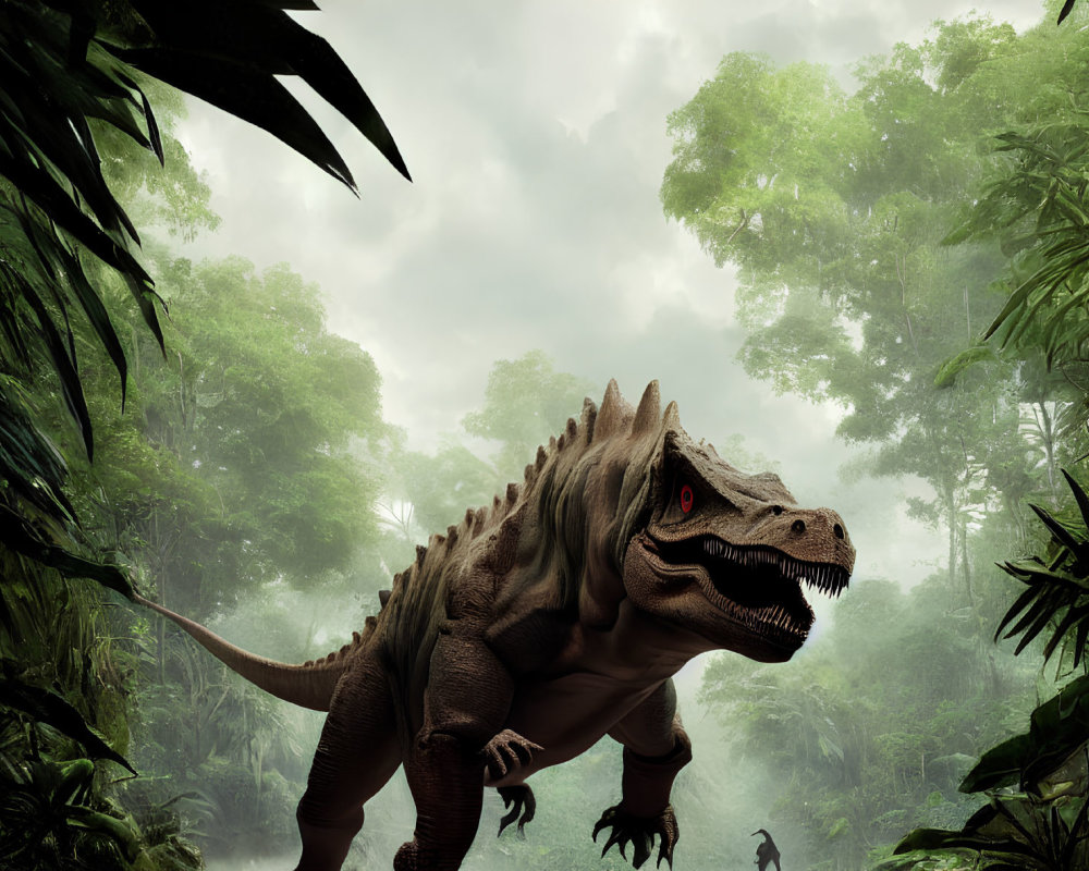 Realistic Tyrannosaurus Rex in Dense Jungle Setting