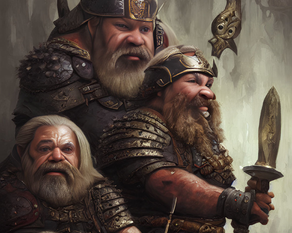 Detailed Armor Wearing Fantasy Dwarves Illustration