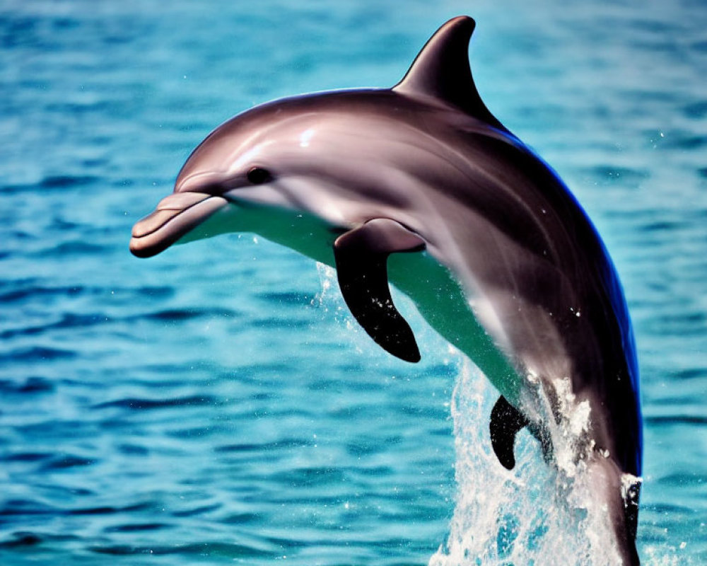 Graceful Dolphin Leaping from Clear Blue Water