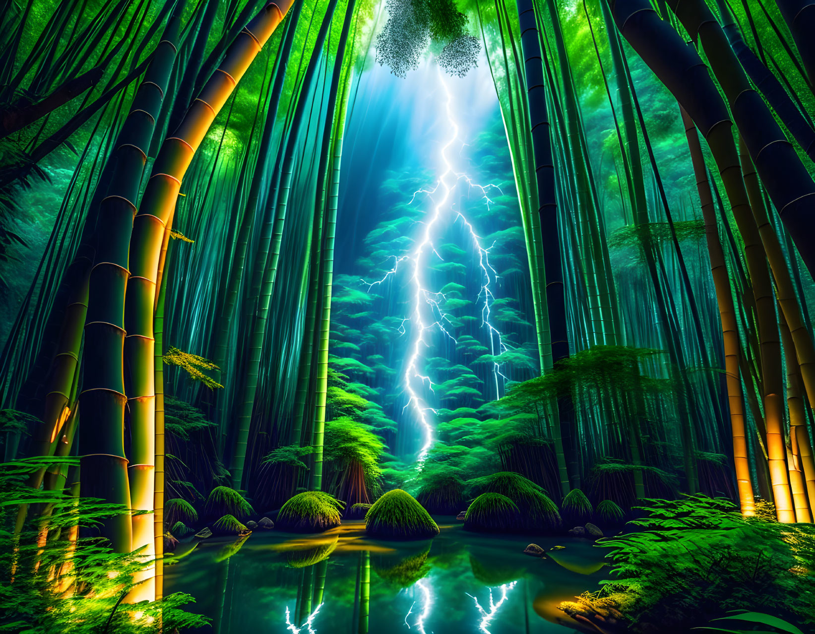 bamboo forest lightning