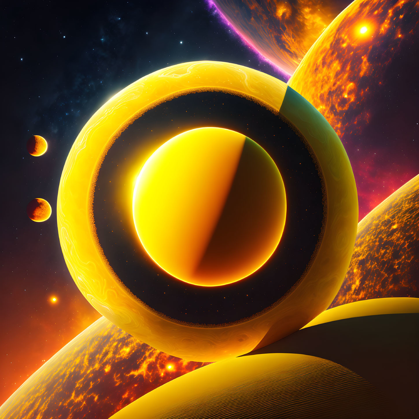 yellow planetary sun