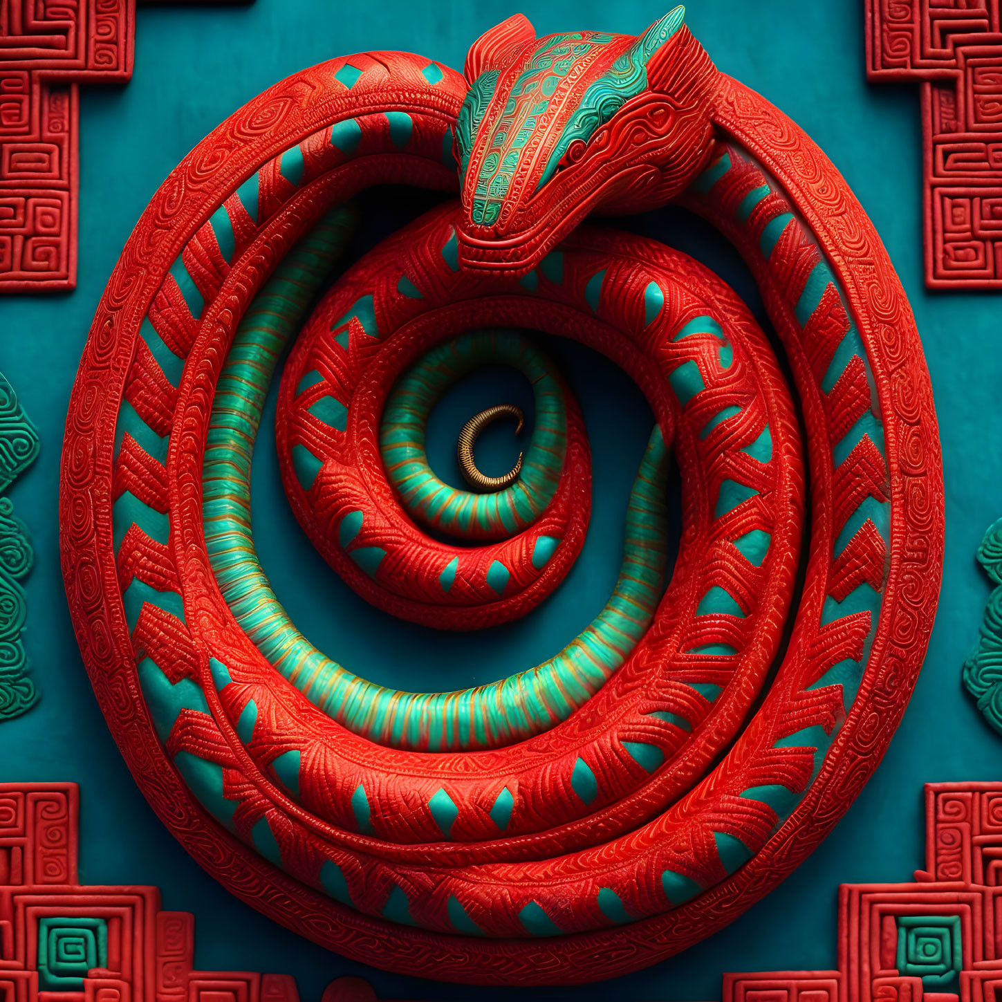 Mayan Red Self-Existing Serpent