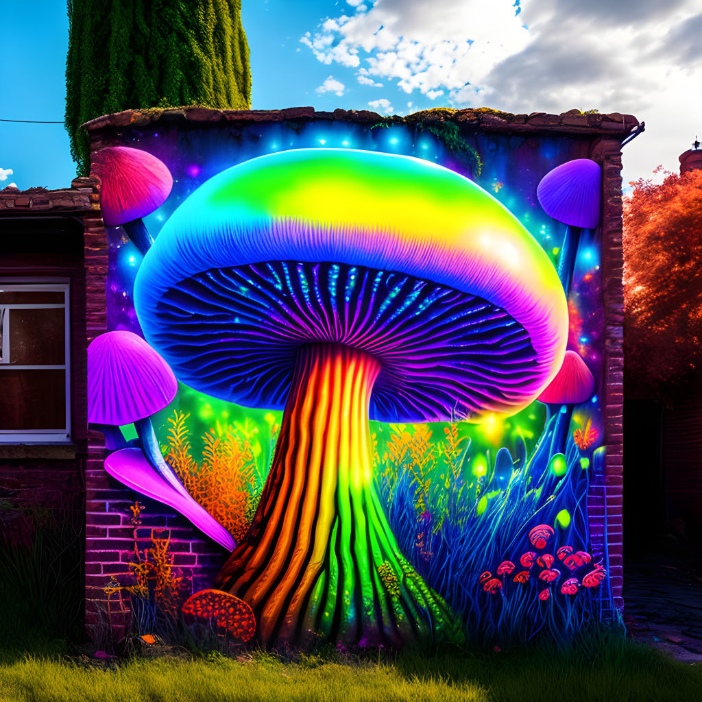 fluo shroom graffiti @ the old house