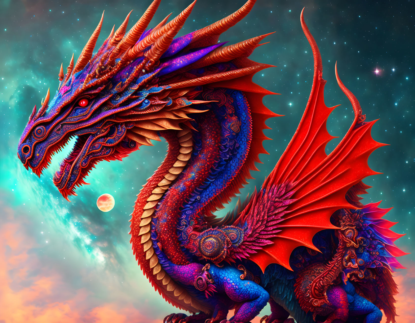 Mayan Red Cosmic Dragon