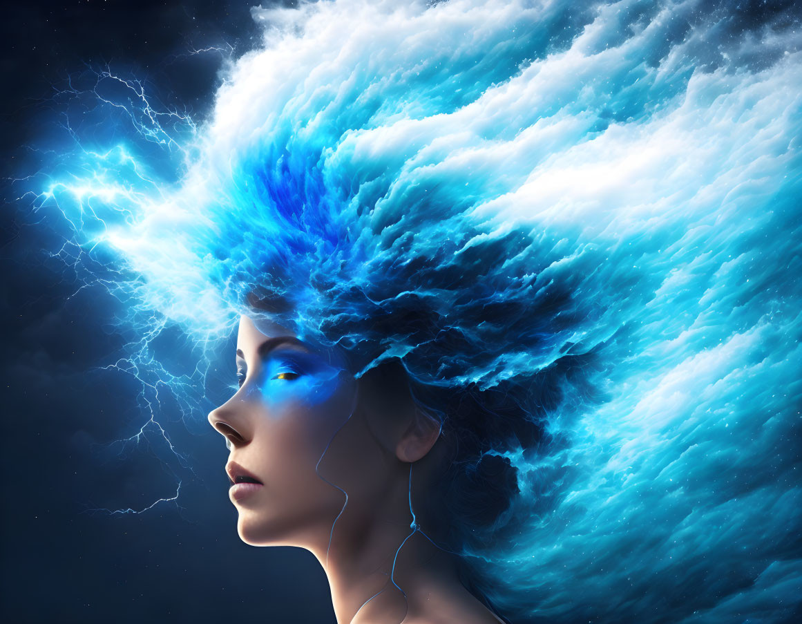 Blue Electric Storm girl high
