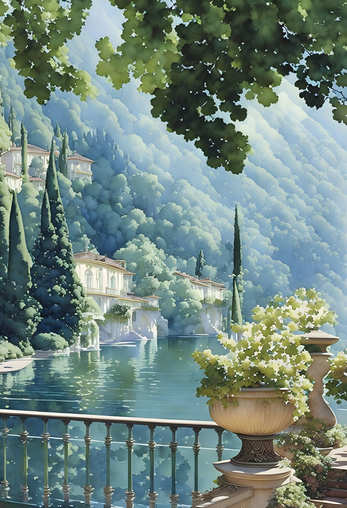 Lake Como was made for Maxfield Parrish 