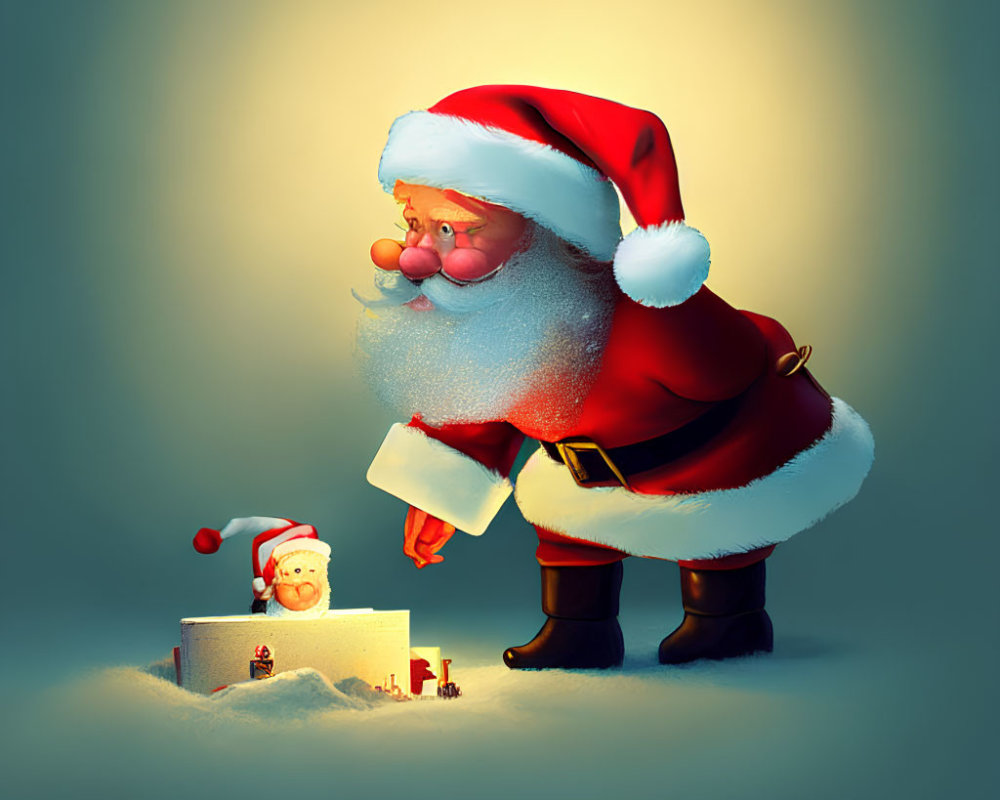 Recursive Santa Claus Visual Illusion Display