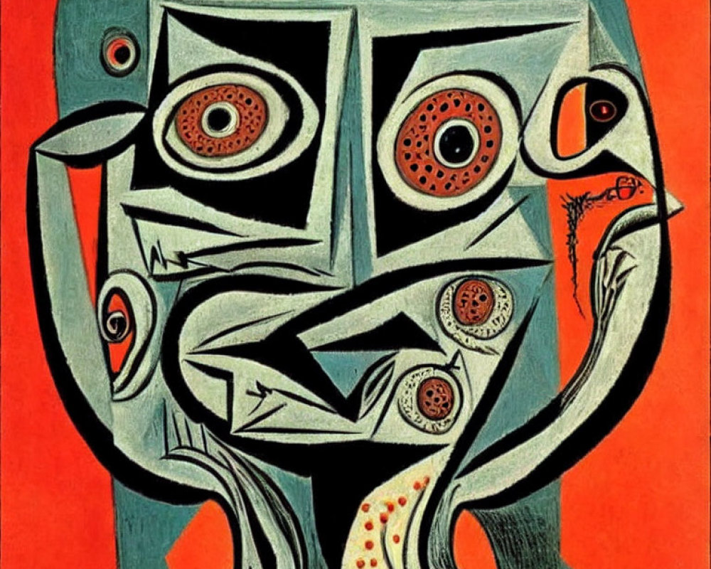 Colorful Cubist-Style Abstract Painting of Distorted Face