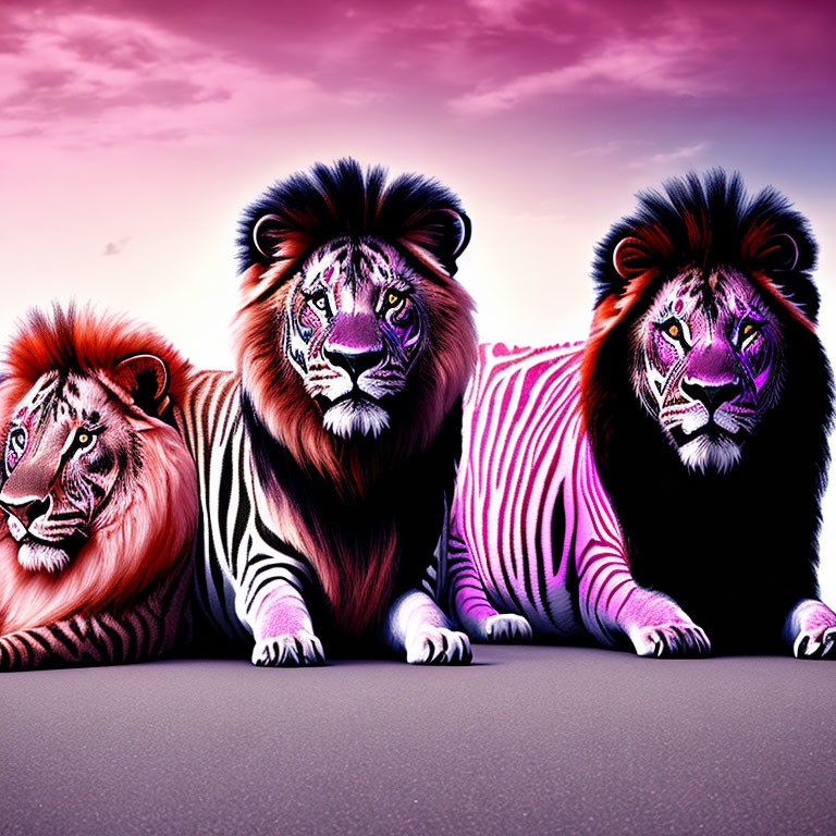 Pink zebra lions. 
