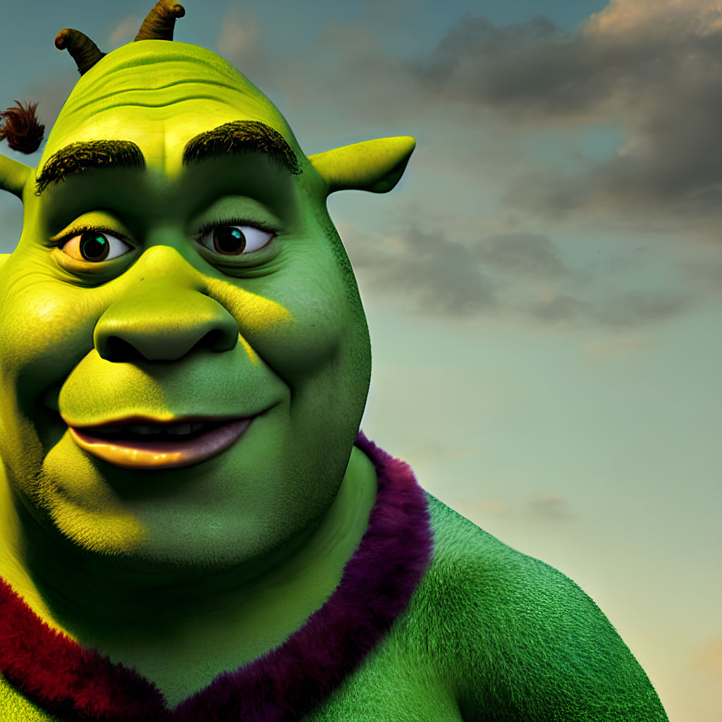 Green ogre with prominent ears and friendly expression from animated movie series