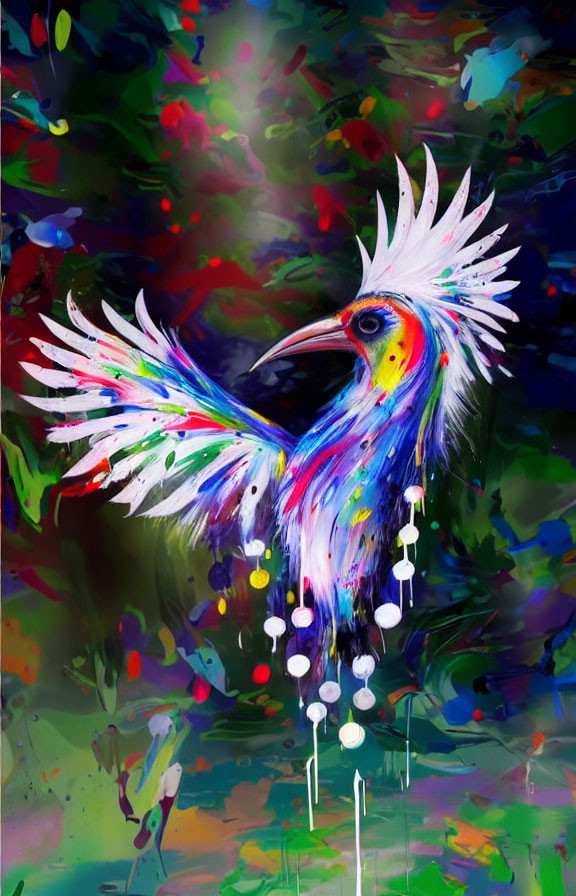 Colorful Abstract Parrot Digital Painting with Dynamic Background
