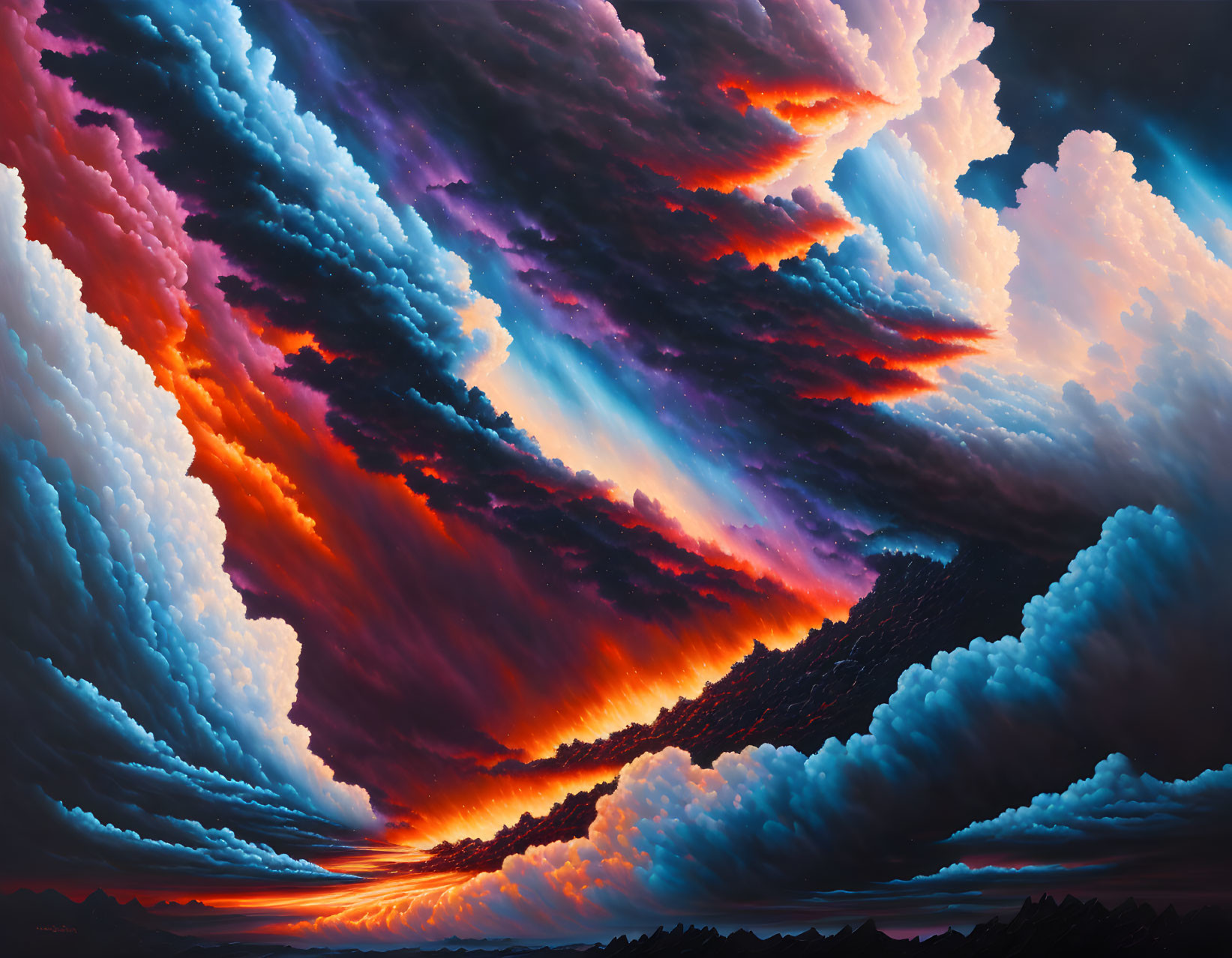 Dramatic Sunset Sky with Cascading Clouds