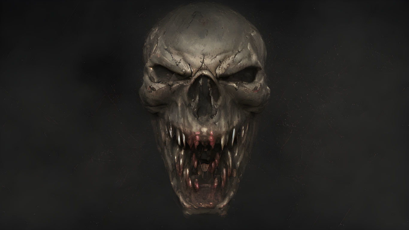 a screaming demon's skull
