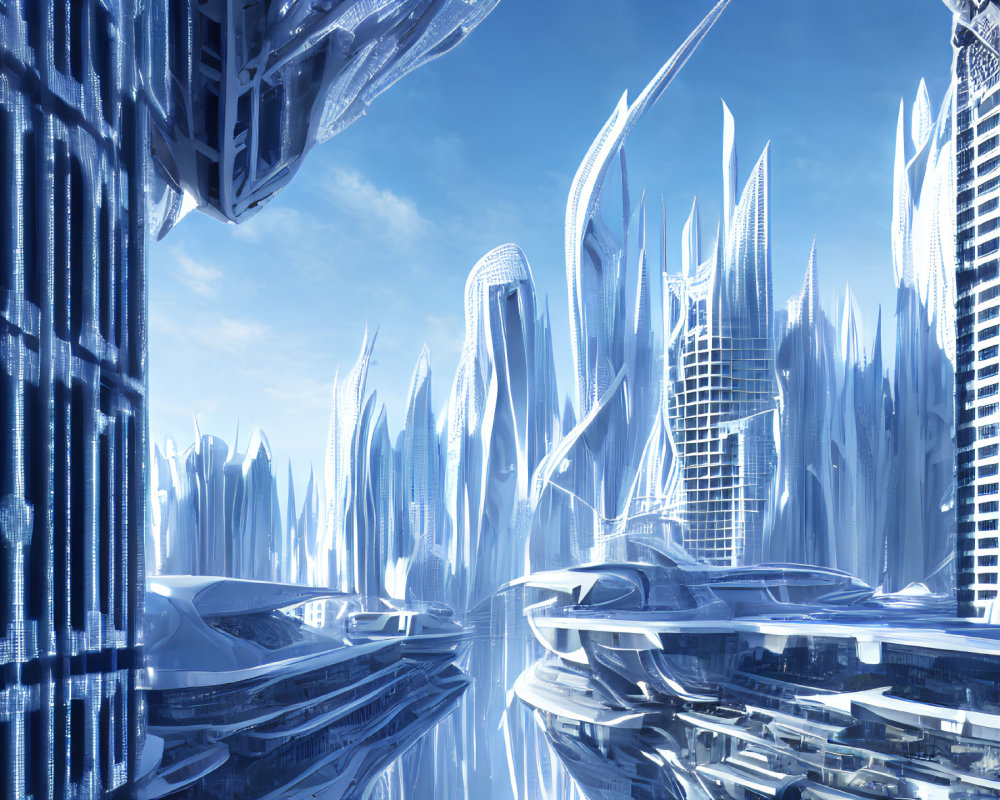 Futuristic Cityscape with Sleek Skyscrapers and Advanced Infrastructure