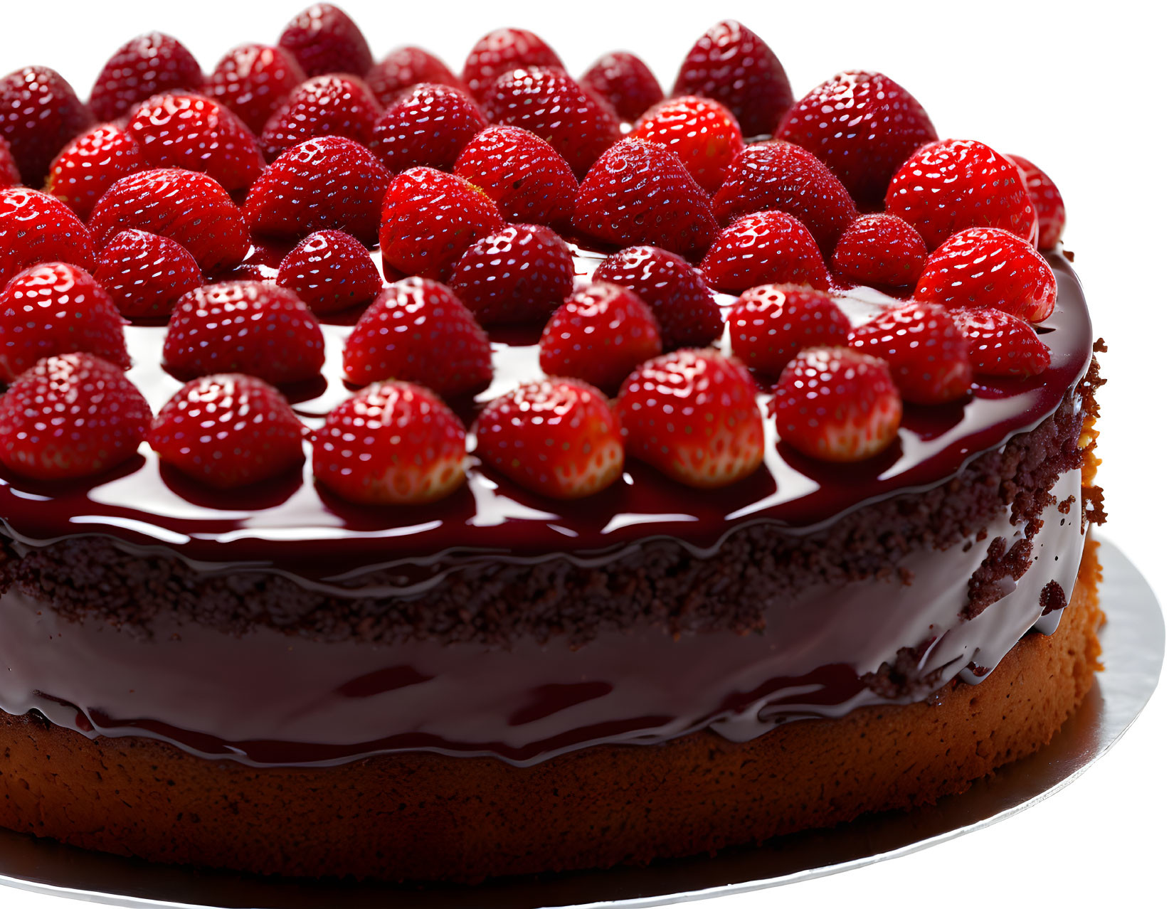 Chocolate Cake with Ganache and Fresh Strawberries
