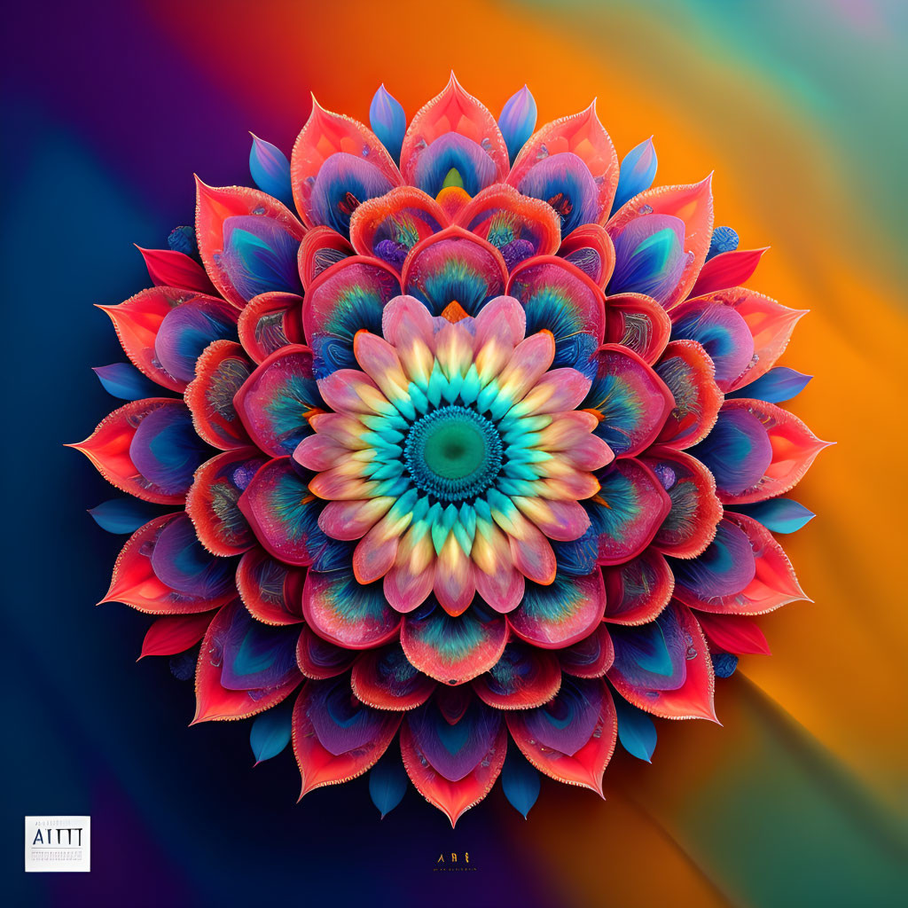 Colorful Multi-Layered Mandala Artwork with Warm and Cool Tones