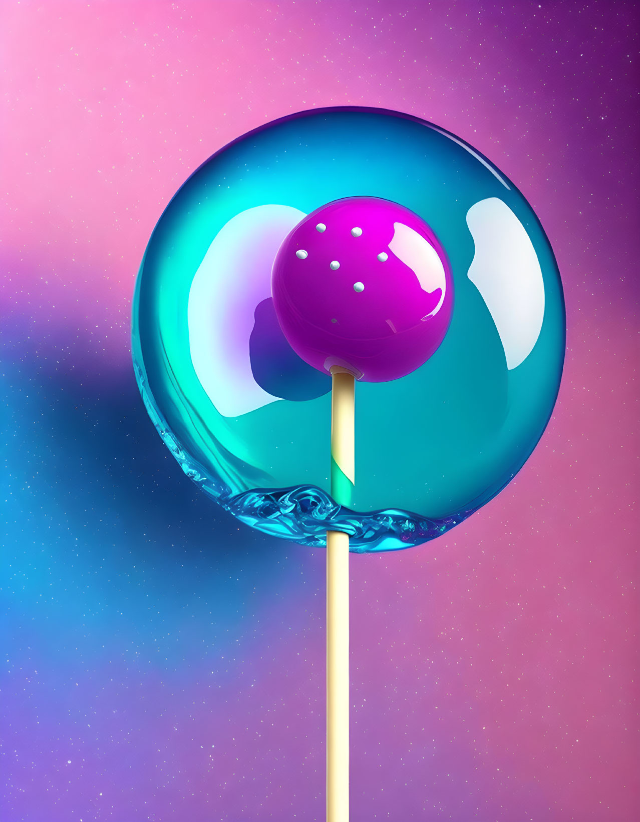 Colorful Glossy Lollipop on Gradient Background