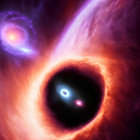 Cosmic black hole with accretion disks in fiery nebulae.