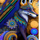 Colorful Fox Illustration with Mandala and Ornamental Patterns