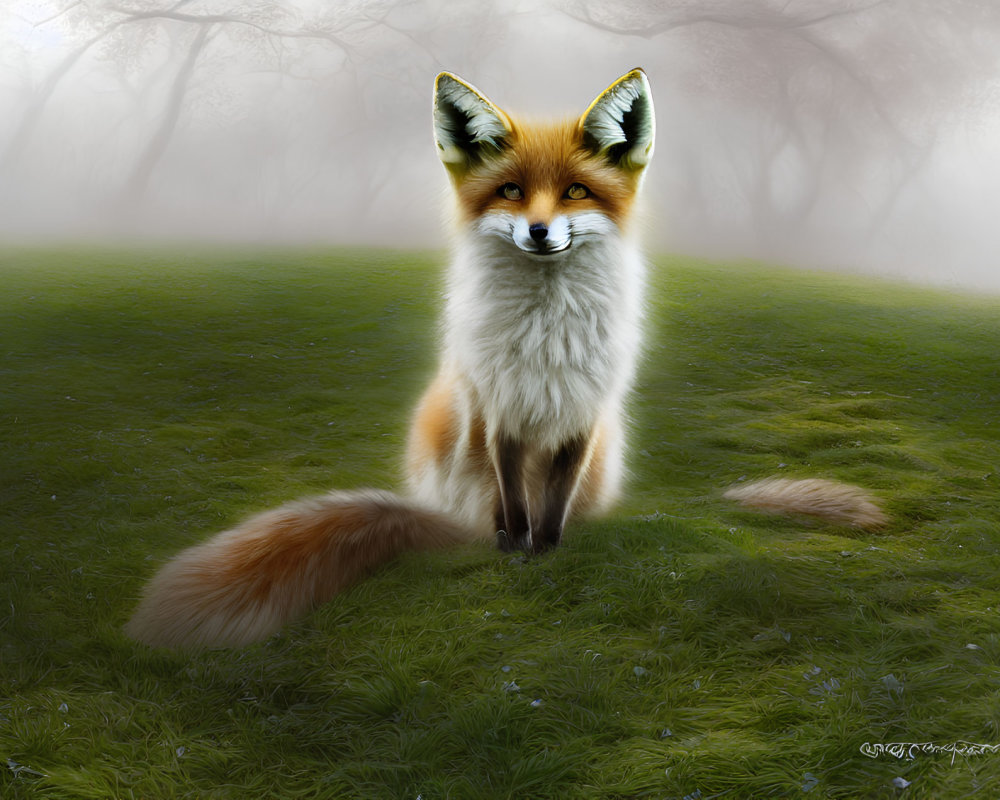 Detailed Image: Red Fox in Misty Woodland