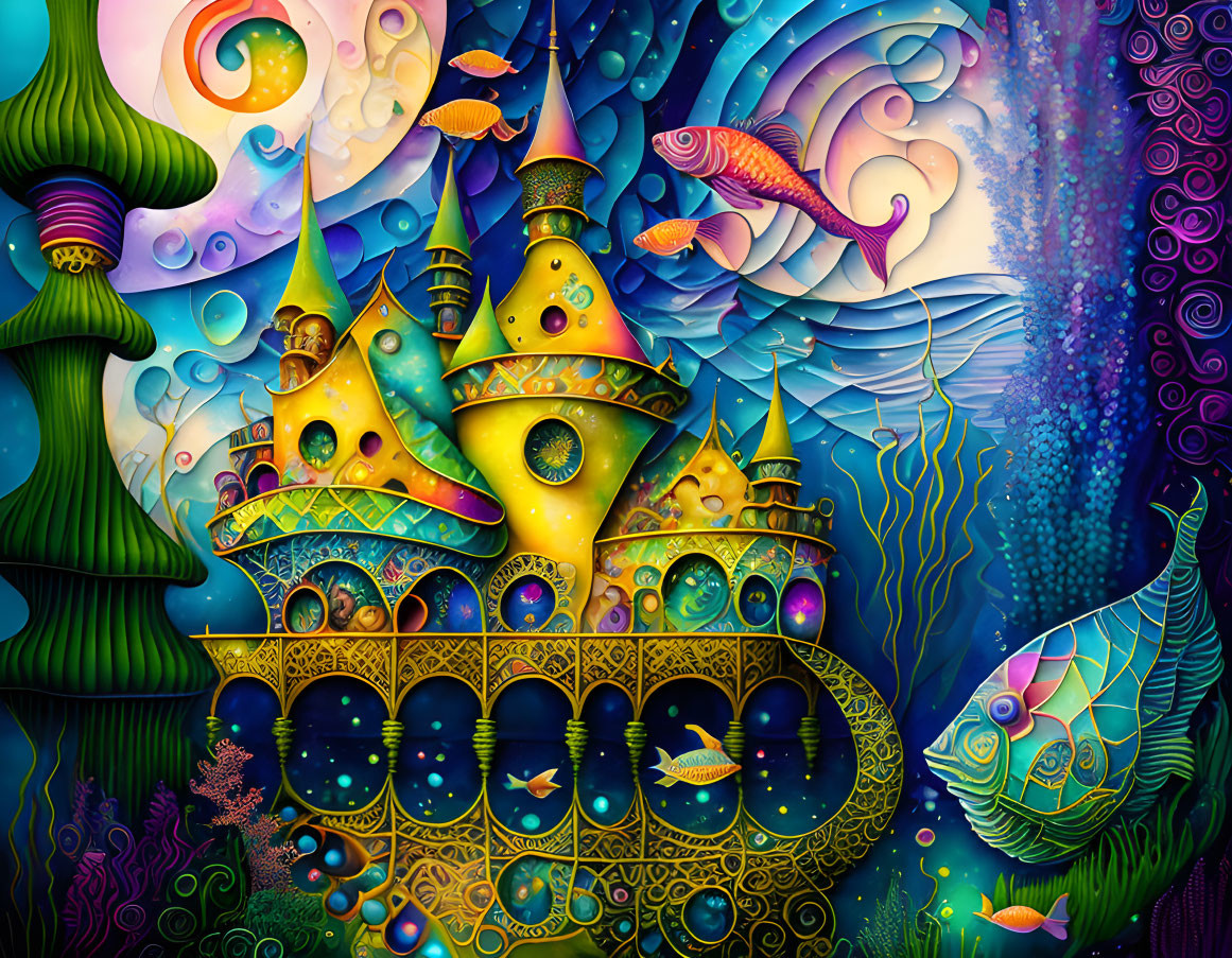 fairytale castle under water