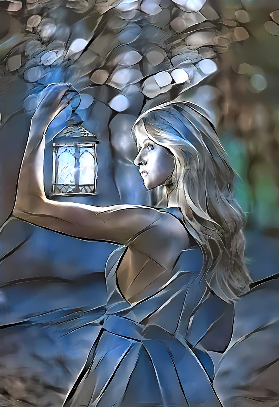 woman with lantern