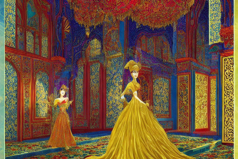 Luxurious Palace Scene with Elegant Animated Characters