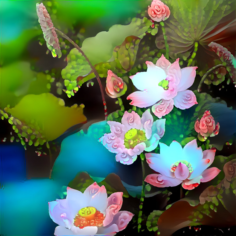 Blooming pink lotus flowers plants on water