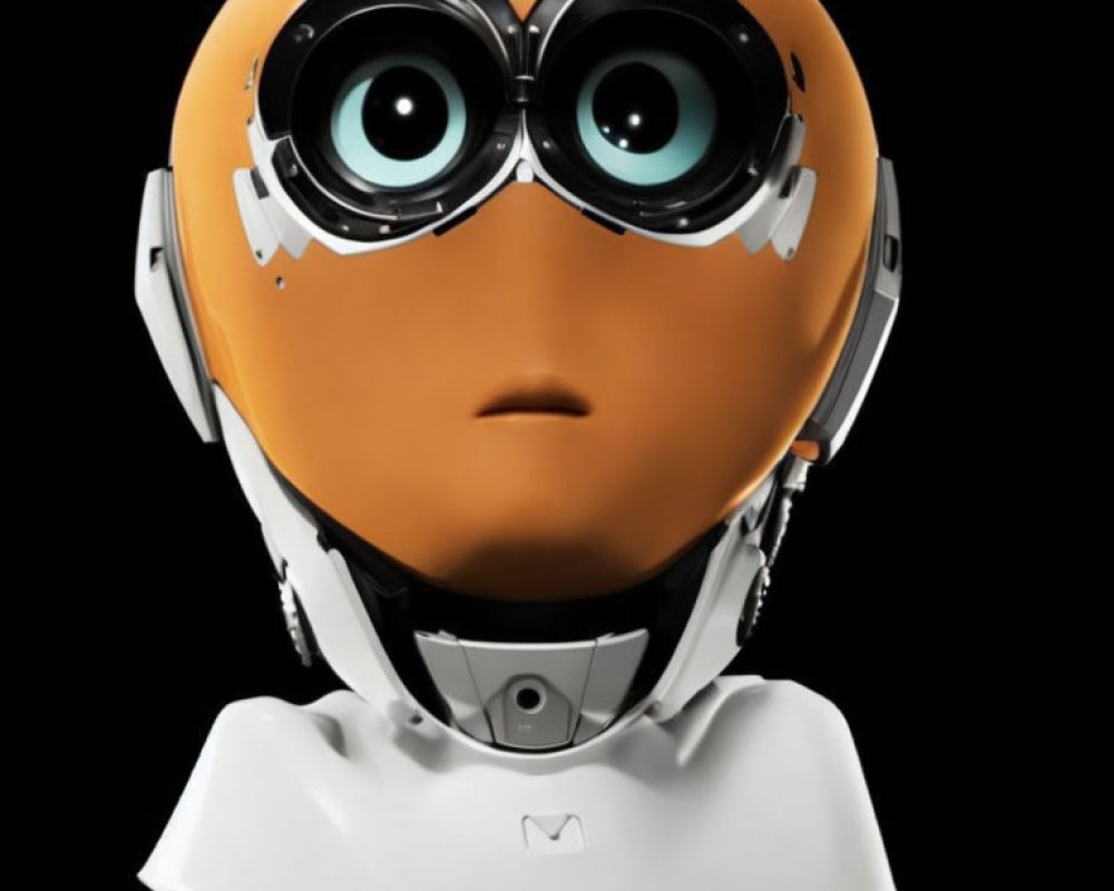 Orange and White Robot with Large Expressive Eyes