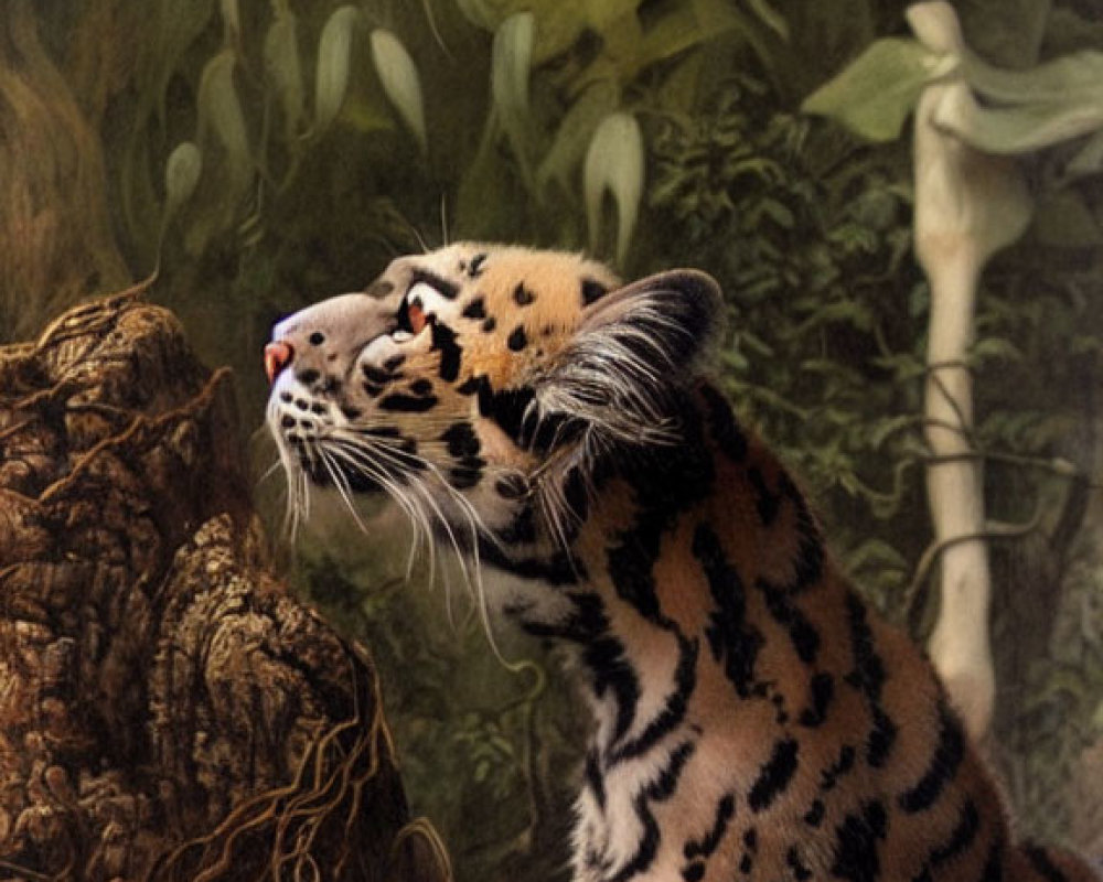 Distinctive Clouded Leopard in Lush Forest Setting