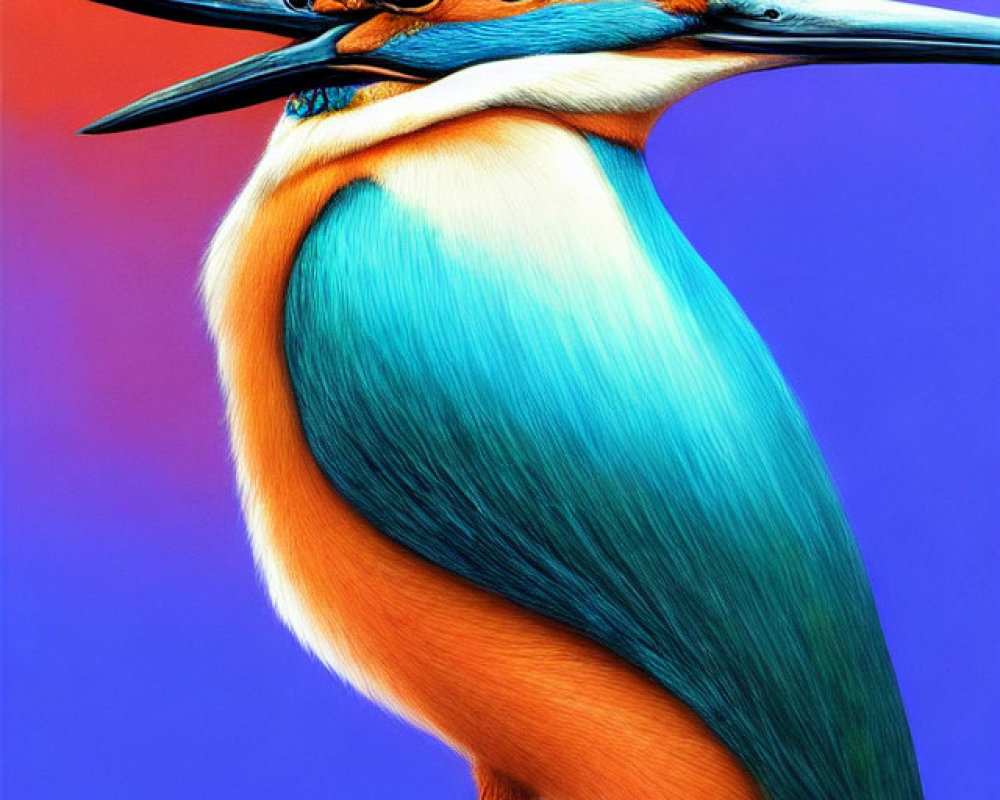 Colorful Kingfisher Illustration on Branch with Large Eyes
