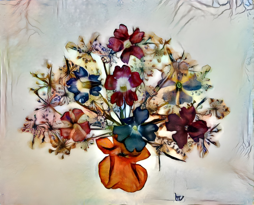 Bild aus gepressten Blüten