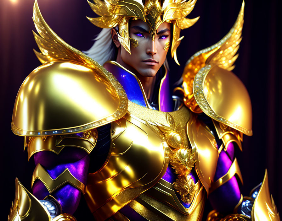 realistic saint seiya character wearing golden arm