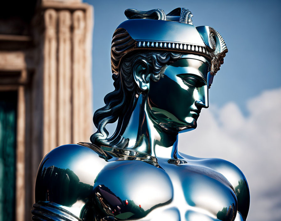 chrome greek statue