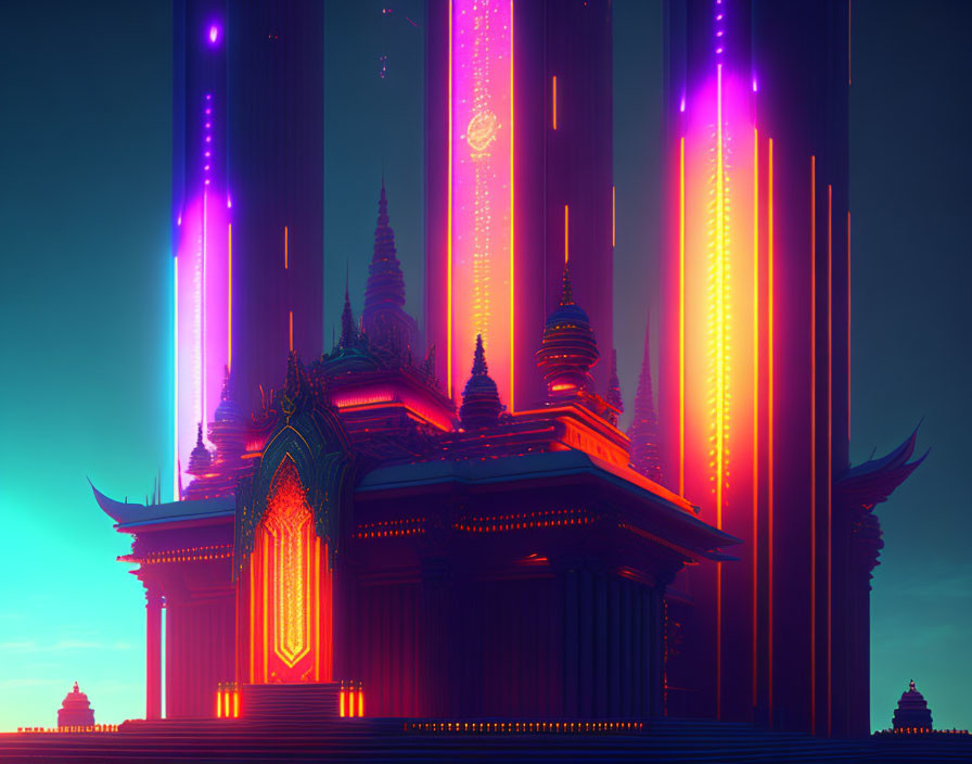 cyberpunk temple