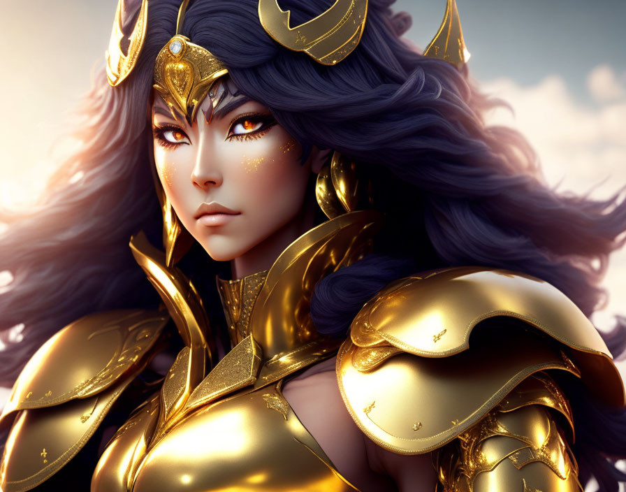 female saint seiya character wearing golden armor
