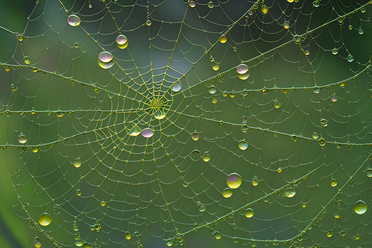 dewdrops in the spider web