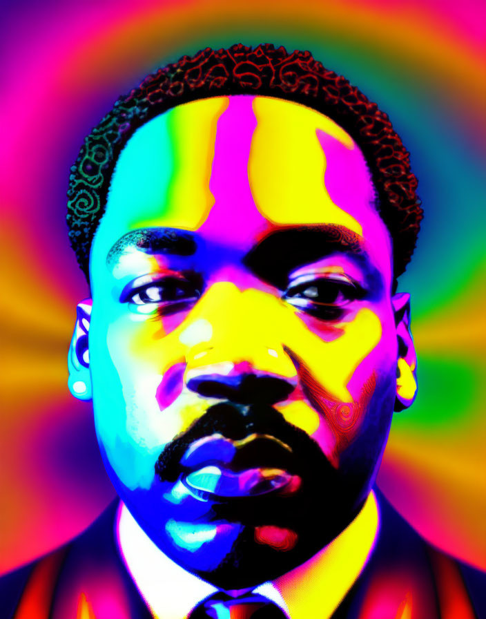 Colorful Psychedelic Portrait of a Man with Vibrant Aura