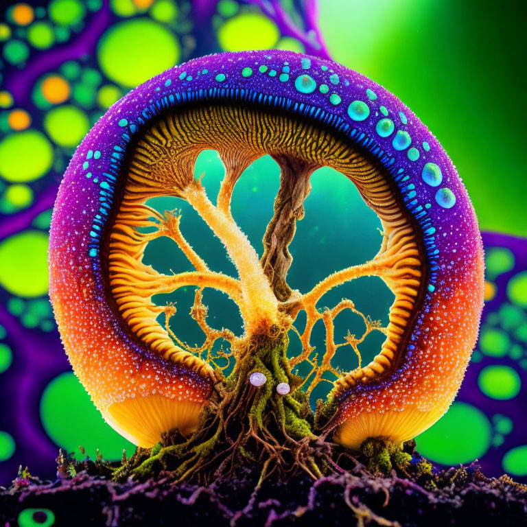 Detailed Close-Up of Vibrant Plant Stem Cross-Section Under Microscope