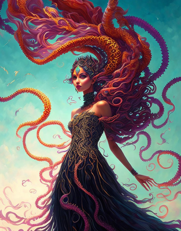 Octopus lady in the wind