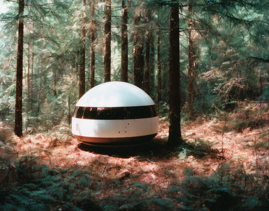 Photography of wreced abandoned UFO deep in forest