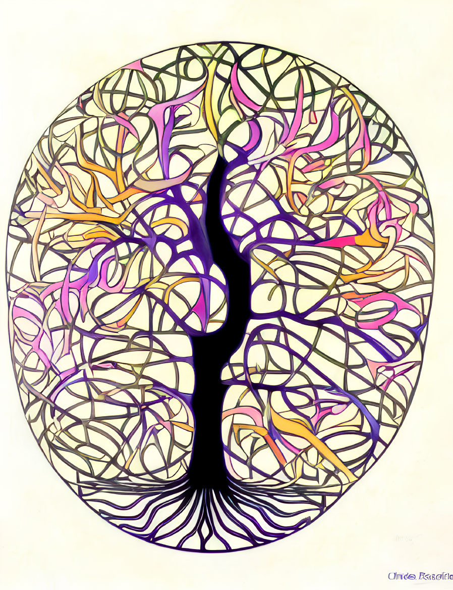 Colorful Mandala Tree Design with Circular Background