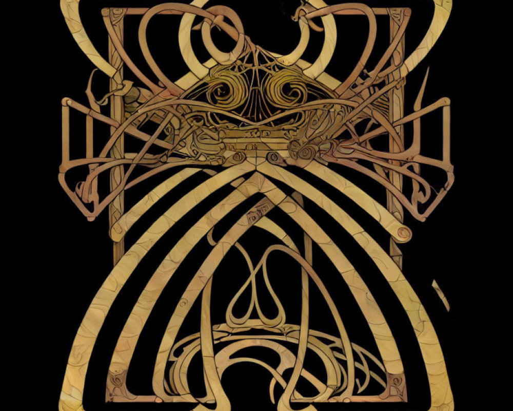 Symmetrical Celtic knot design on black background - Square emblem