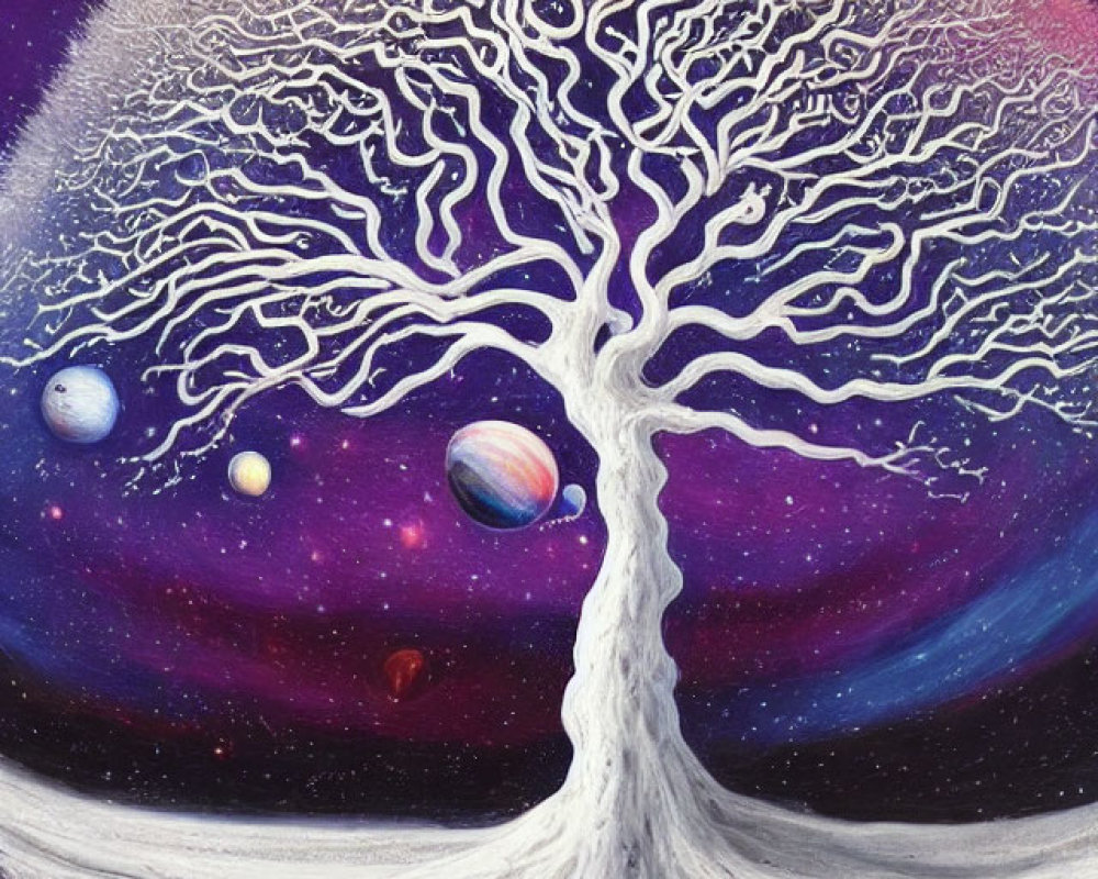 Cosmic tree with neural branches in starry space landscape